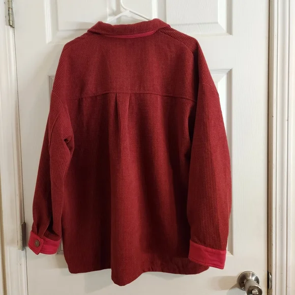 NWOT Button up red long sleeve shirt - Picture 3 of 4